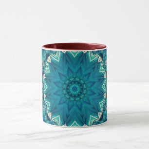 Taza Blue Aqua Mandala Rosette Retro Hippie Mug