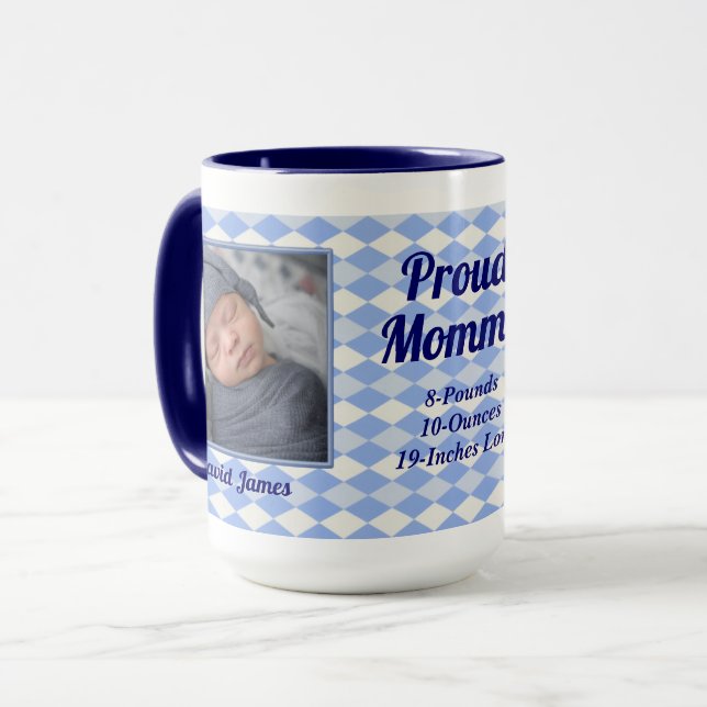 Taza Blue Argyle Orud Mommy 2 Photo (Anverso izquierdo)