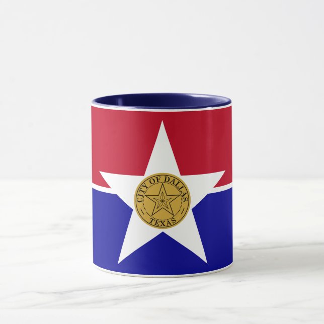 Taza Blue Combo Mug con bandera de Dallas (Centro)