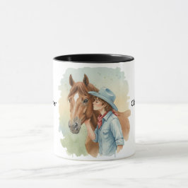 Taza Blue Cowboy Kissing a Horse Birthday Party Gift