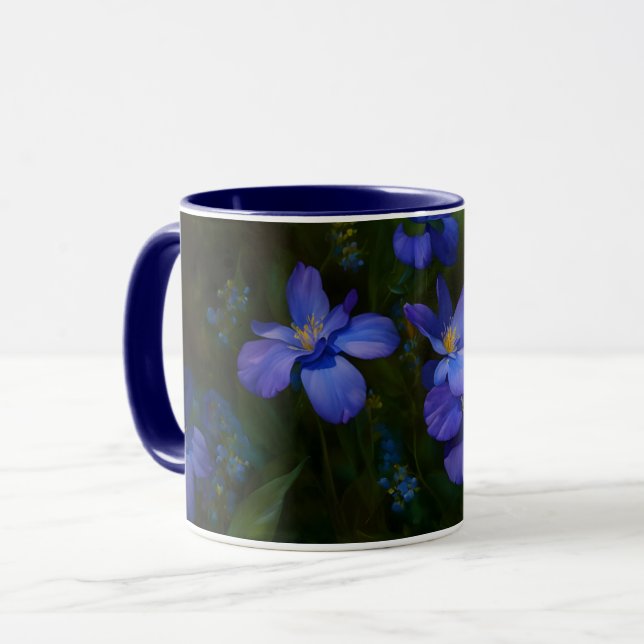 Taza Blue Dainty Little Flowers Garden Art Mug Cup (Anverso izquierdo)