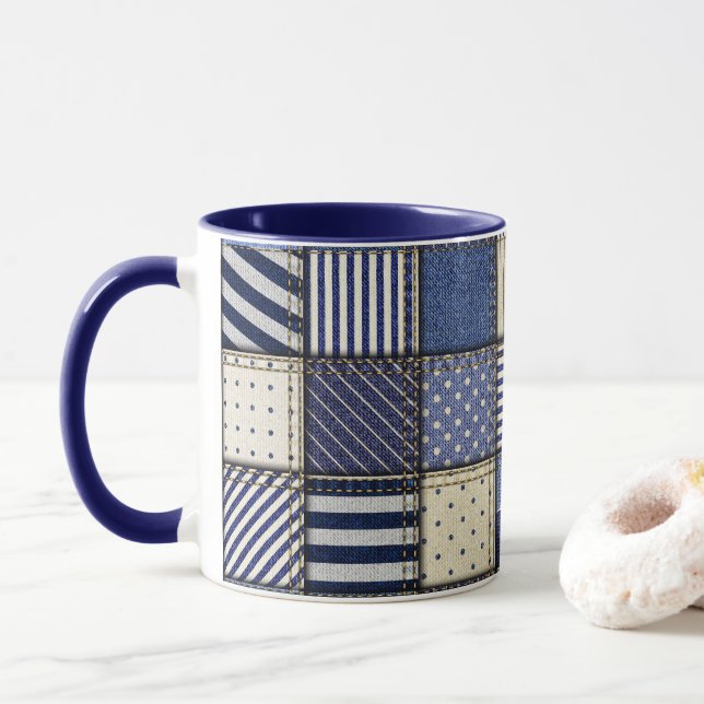 Taza Blue Denim Patchwork (Con donut)
