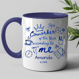Taza Blue doodle hand drawn funny coworker quote