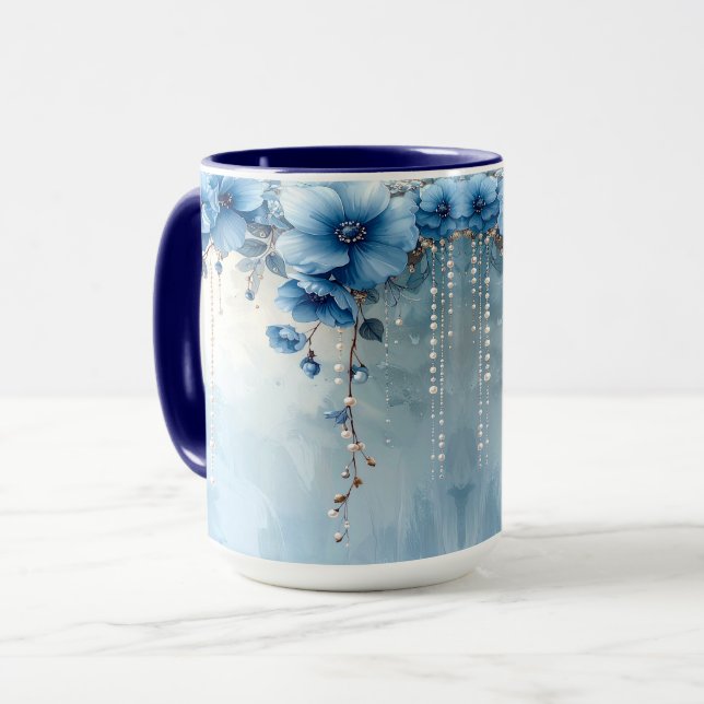 Taza Blue Flowers and Pearls Mug (Anverso izquierdo)