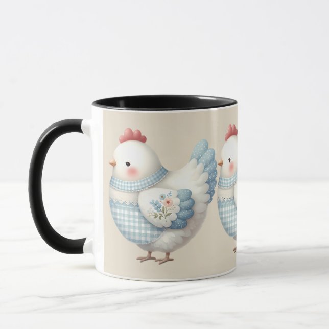 Taza Blue Gingham Cottage Hen (Izquierda)