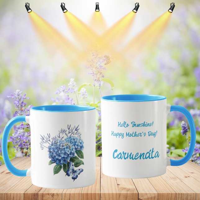 Taza Blue Hydrangea Floral Bouquet (You can switch the design from a left-handed person to a right-handed one.)