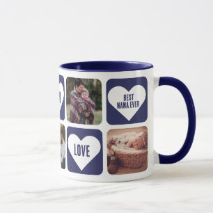 Taza Blue Love Heart Photo Best Nana Ever Mug