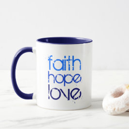 Taza Blue Ombre afligido por la fe en la letra esperanz