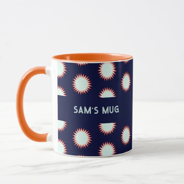 Taza Blue & Orange Flash Add The Name Bold Loud Pattern (Izquierda)