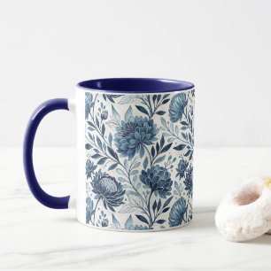 Taza Blue Peony Garden Watercolor