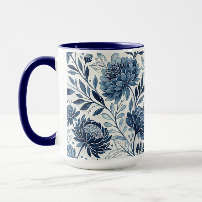 Taza Blue Peony Garden Watercolor (Izquierda)