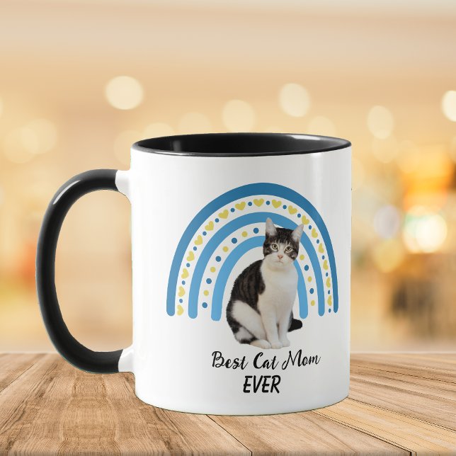 Taza Blue Rainbow Best Gray White Cat Mom (Subido por el creador)