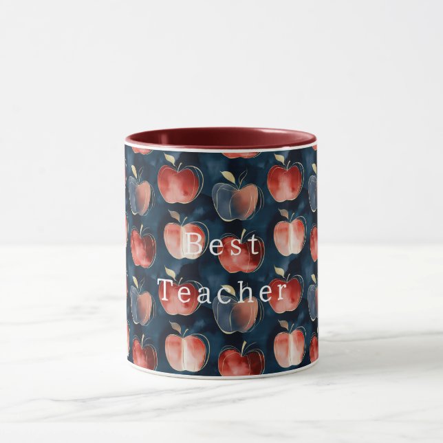 Taza Blue Red Apples Best Teacher or personalize (Centro)