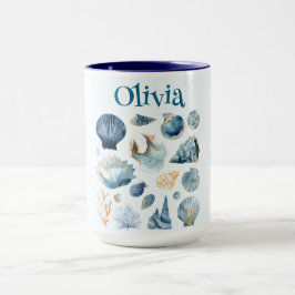Taza Blue Seashells Summer Mug | Custom Name