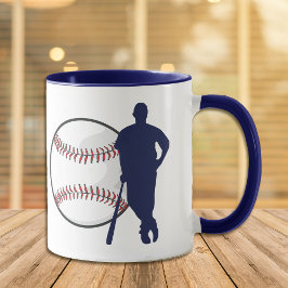 Taza Blue Silhouette Baseball Hitter