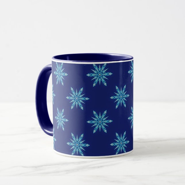 Taza Blue Snowflakes Art Mug Cup (Anverso izquierdo)