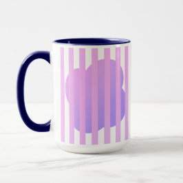 Taza Blue Stripe Simple Two-Tone Mug with Purple Floral