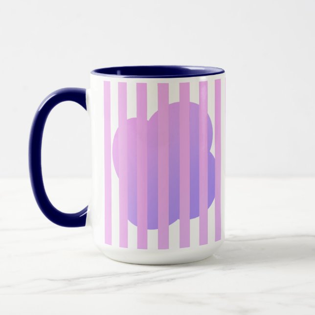 Taza Blue Stripe Simple Two-Tone Mug with purple Floral (Izquierda)