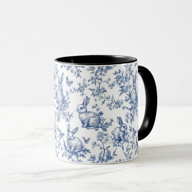 Taza Blue Toile De Jouy Easter Bunny (Anverso derecho)