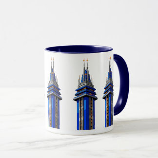 Taza  Blue Tower of Tomorrow: Sci-Fi Art Deco Sticker