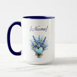 Taza Blue Wildflower Name Mug – Floral Custom Gift