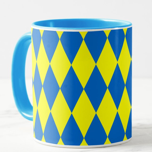 Taza Blue Yellow Harlequin Checkered Design  (Subido por el creador)