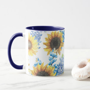 Taza Bluebonnets and Sunflowers Mug