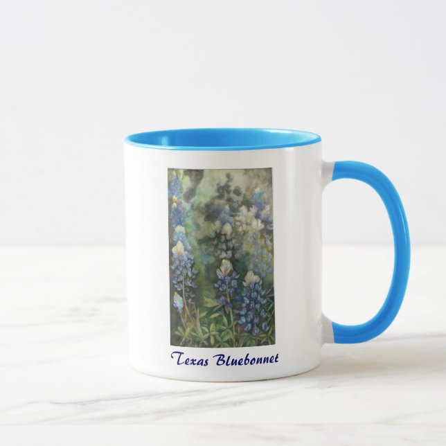 Taza Bluebonnets de la acuarela (Derecha)