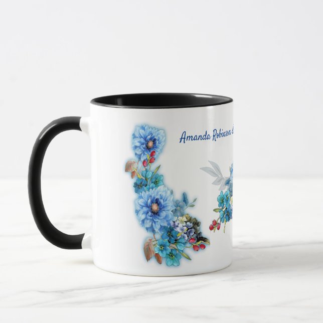 Taza Blues de cornflower en acuarela (Izquierda)