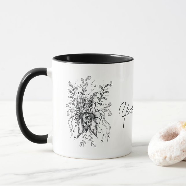 Taza Blume Tangle Art, gezeichnet -  (Con donut)