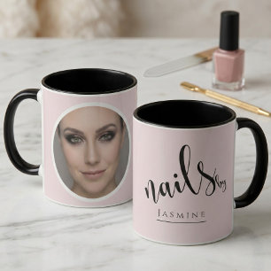 Taza Blush Rosa Foto Estilista de Uñas Elegante Café