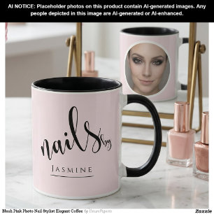 Taza Blush Rosa Foto Estilista de Uñas Elegante Café