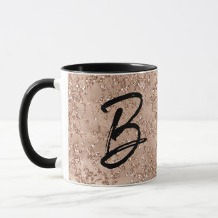 Taza Blush Rosa Oro Rosado Brillo Monograma