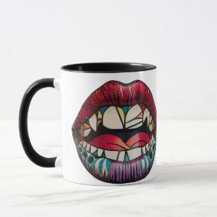 Taza Boca Abierta Abstracta Psicodélica