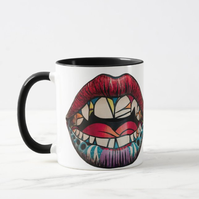 Taza Boca Abierta Abstracta Psicodélica (Izquierda)