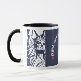 Taza Boceto de la Estatua de la Libertad con Acento Azu
