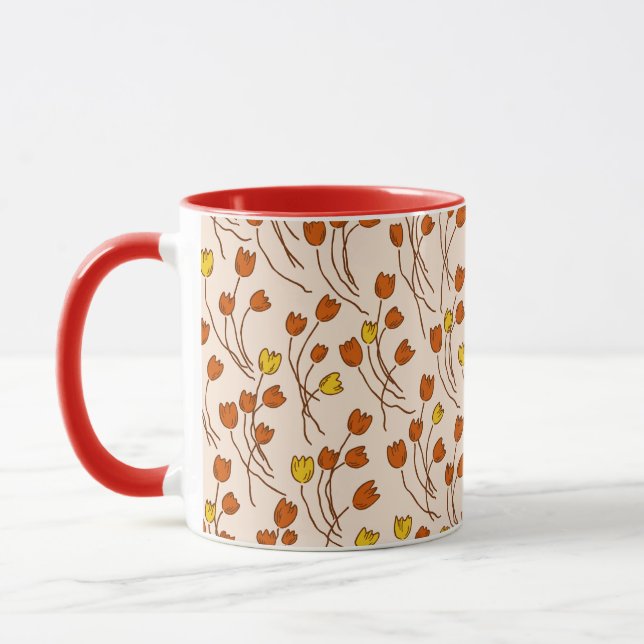 Taza Boceto de Tulipanes de Cabaña Retro | Cocina Retro (Izquierda)