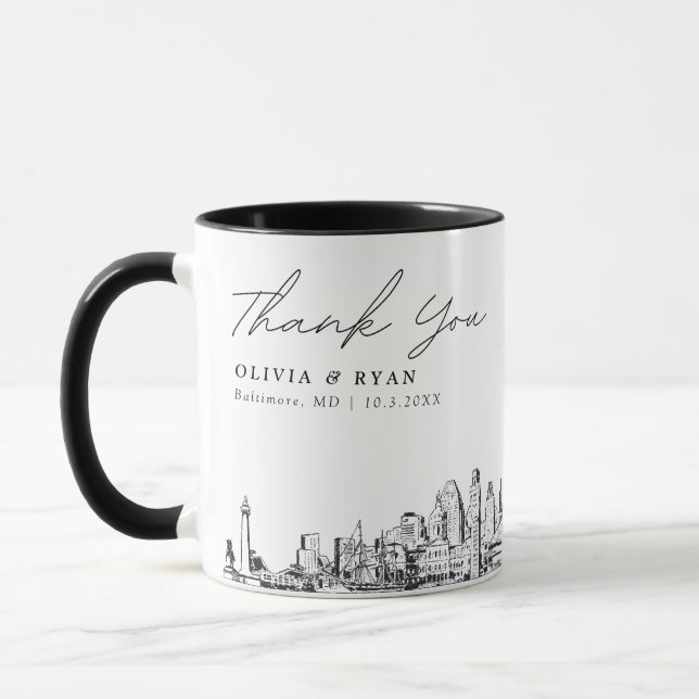 Taza Boda Baltimore Personalizado mínimo Café Mug (Izquierda)