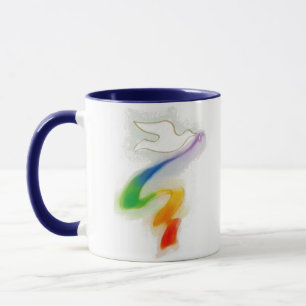 Taza Boda con cinta de arcoiris