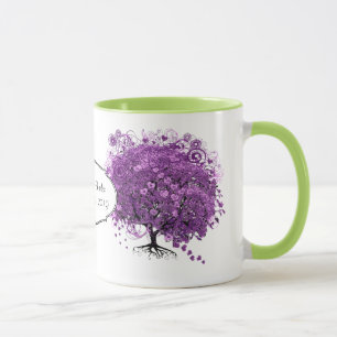 Taza Boda de árbol de hojas de corazón púrpura forestal