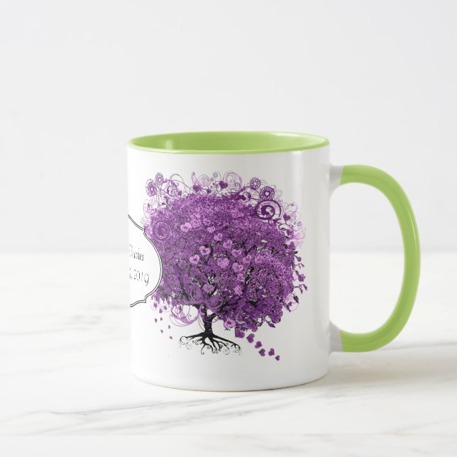 Taza Boda de árbol de hojas de corazón púrpura forestal (Derecha)