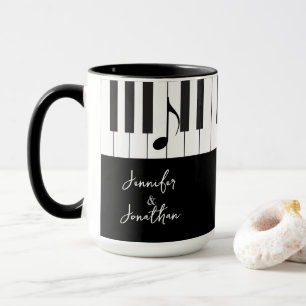 Taza Boda de Cayos de piano de músicos creativos