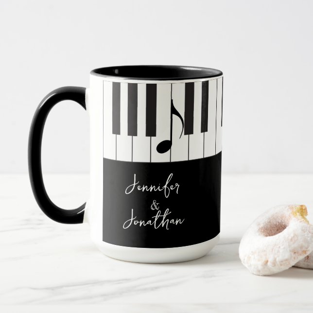 Taza Boda de Cayos de piano de músicos creativos (Con donut)