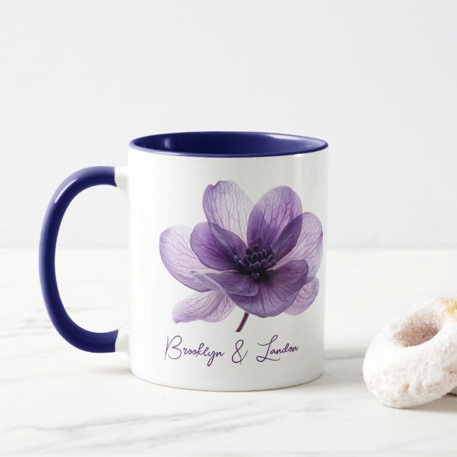Taza Boda de Flor Morado Gorgoso (Con donut)