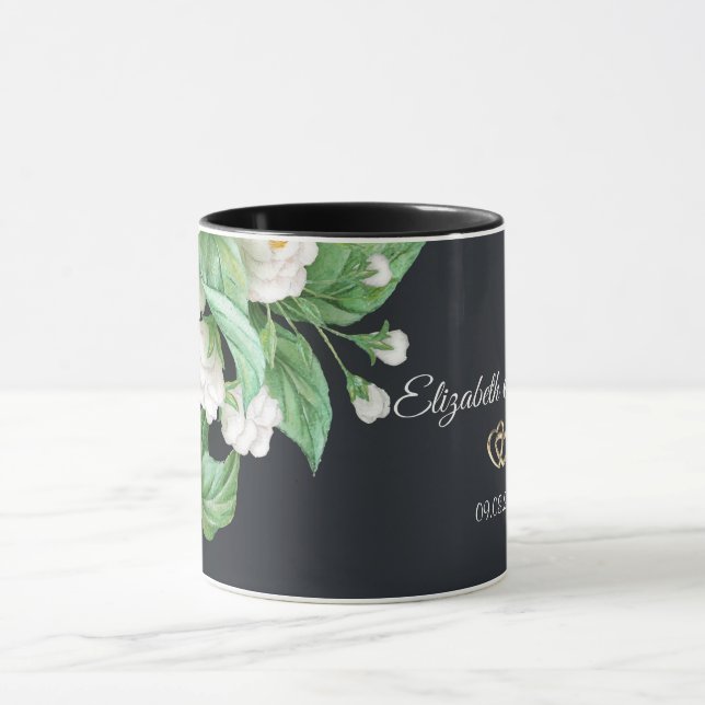 Taza Boda de flores blancas (Centro)