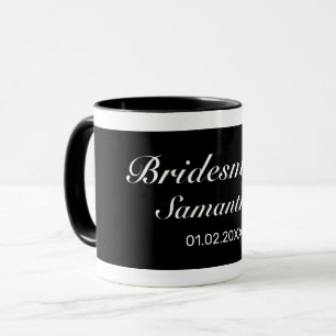 Taza Boda de la dama de honor negra Minimalista