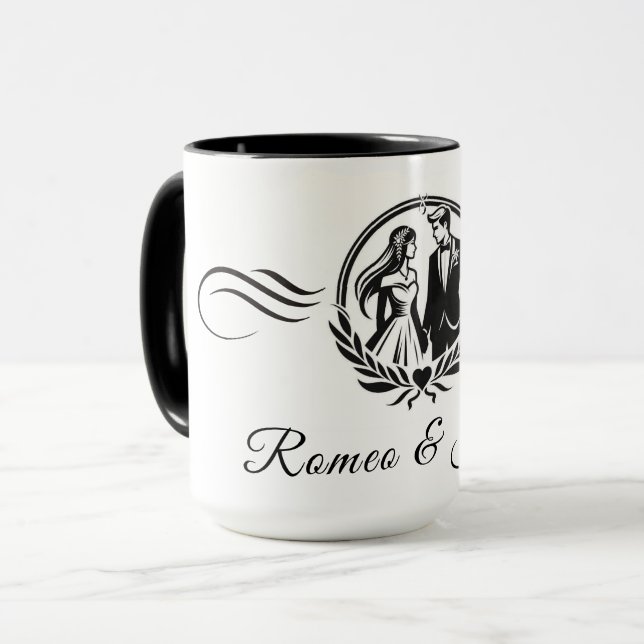 Taza Boda de nombre personalizado Rótulo de amor obsequ (Anverso izquierdo)
