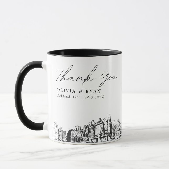 Taza Boda de Oakland Personalizado mínimo Café Mug (Izquierda)