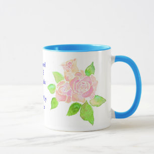 Taza Boda de rosas rosas rosas rosadas personalizadas M