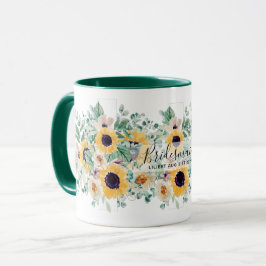 Taza Boda de verano de girasoles Eucalyptus Greenerener